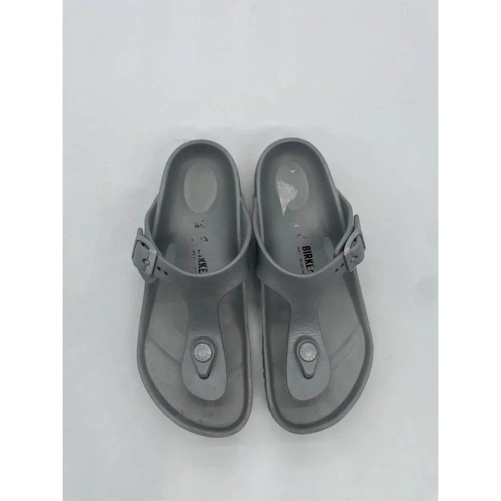 Birkenstock Flip Flops Kids Sz 2 Gray Rubber Sandals Casual Preppy‎ Slide Beach